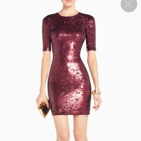 BCBGMAXAZRIA / Revolve Marta Sequin Dress in Port Combo - Picture 1 of 13